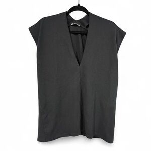 ZARA Black Sleeveless Drape Vest Top- Size Medium‎